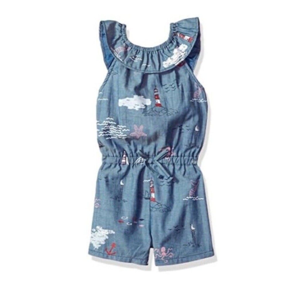 Mud Pie Toddler Girl Nautic Preppy One Piece Romper Jumpsuit Designer Beach  4T